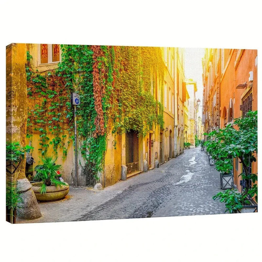 Scenic Floral Botanical Garden Village Canvas Print Framed 16" x 24" Wall Art Home & Garden:Home Décor:Posters & Prints Style Your Walls